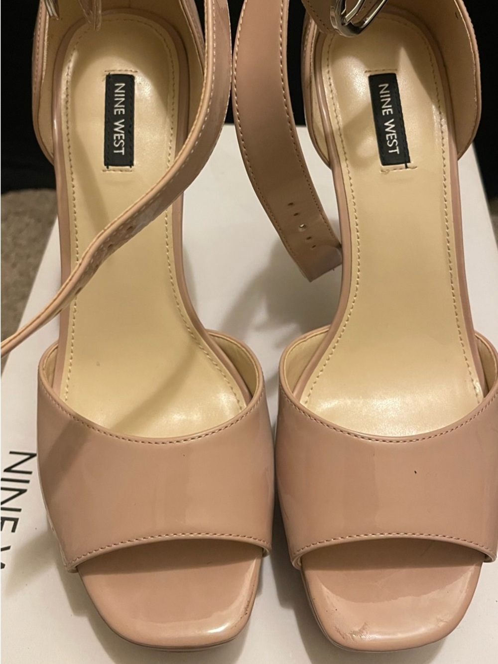 Nine West Blush Patent Stiletto Heel Sandals
